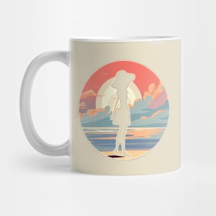 Girl walking on the shore Mug